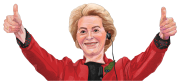 Illustration of Ursula von der Leyen giving two thumbs up